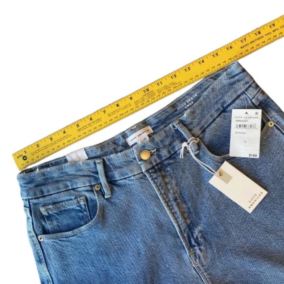 Good American Good Skate Crop High Rise Wide Leg Jeans 12 Indigo NWT - Picture 6 of 11